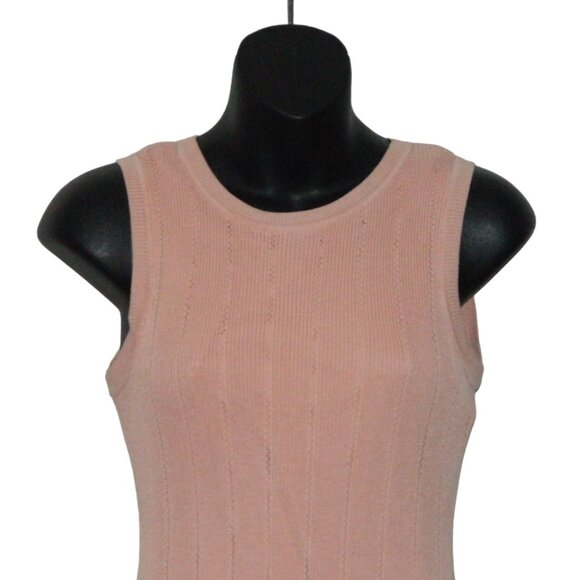 Guess Lined Knitted Bodycon Midi Knee Length Scoop Neck Peachy Pink Dress Size S - Picture 4 of 10